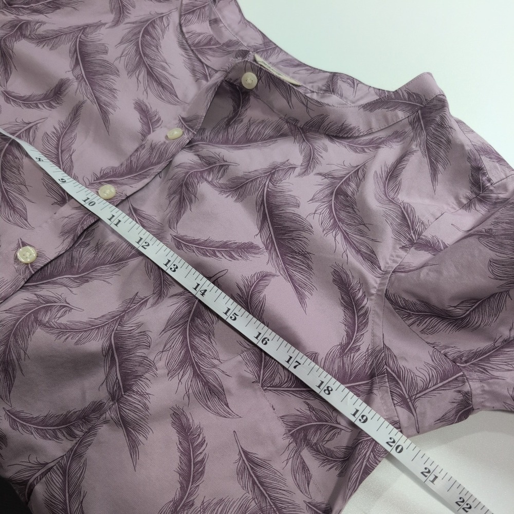 Duluth‎ Trading Co Lavender Feather Print Button Down Tunic Top 89813 Womens M - Picture 7 of 9